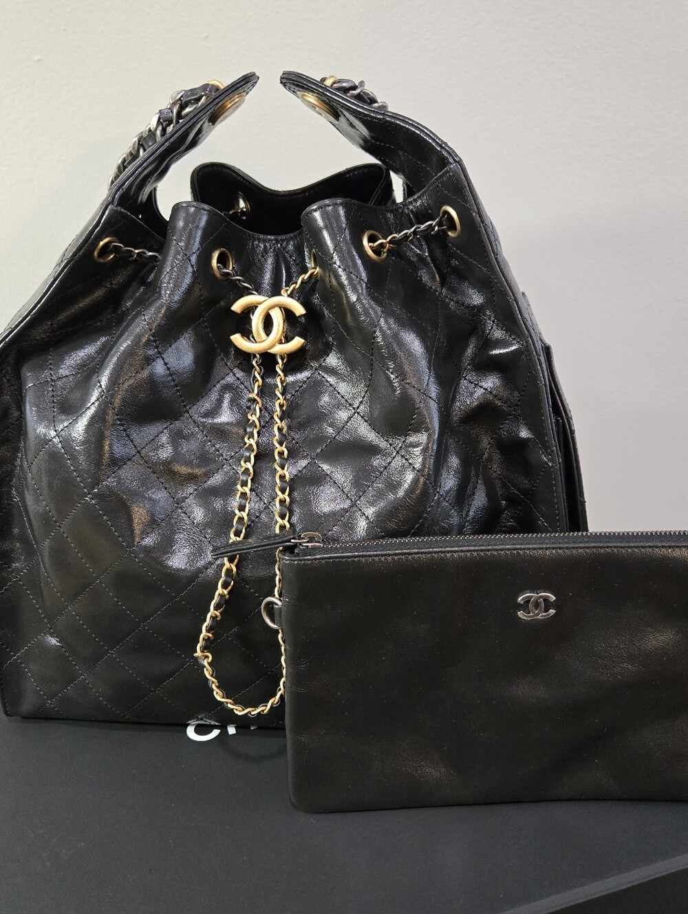 RARE CHANEL 25 MEDIUM - SILVER/GOLD HARDWARE, lamb leather, NIB & COA included